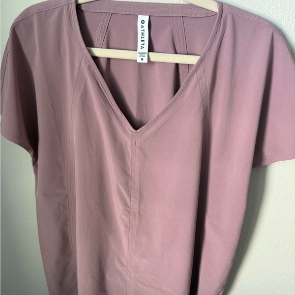 Athleta Boulevard Mauve V-Neck Short Sleeve Tee - Picture 2 of 6